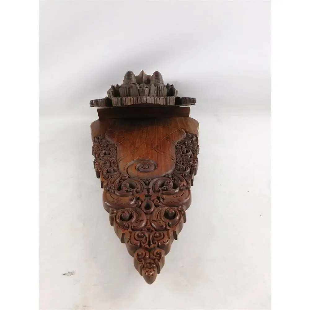 Vintage Balinese Carved Wood Barong Mask Magazine Newspaper Holder Wall Mount